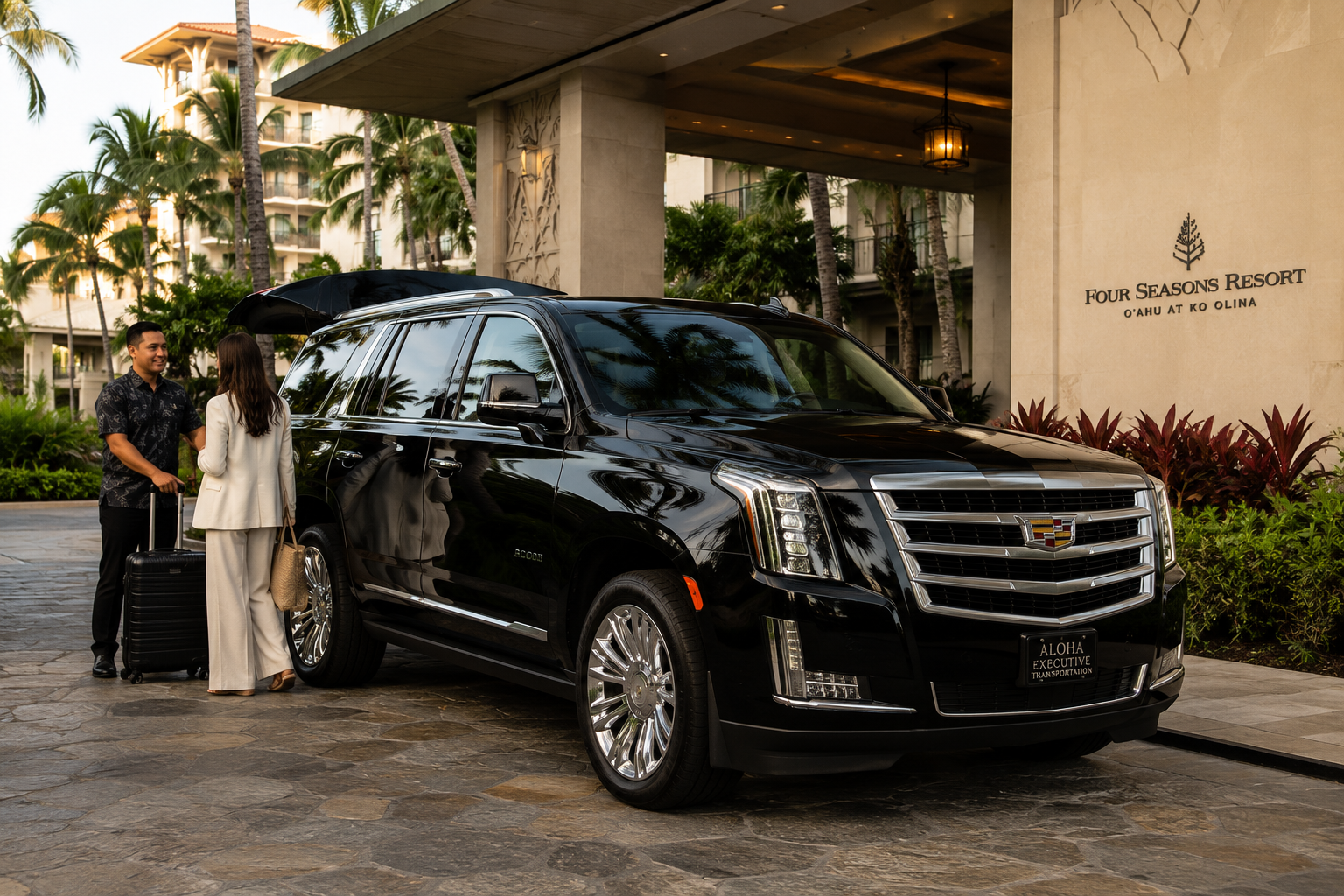 Guest deboarding vehicle after a Hawaii airport arrival
